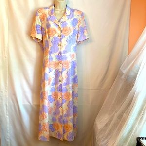 Vintage Plus-Size Button-up Dress by Leslie Fay, Size 14